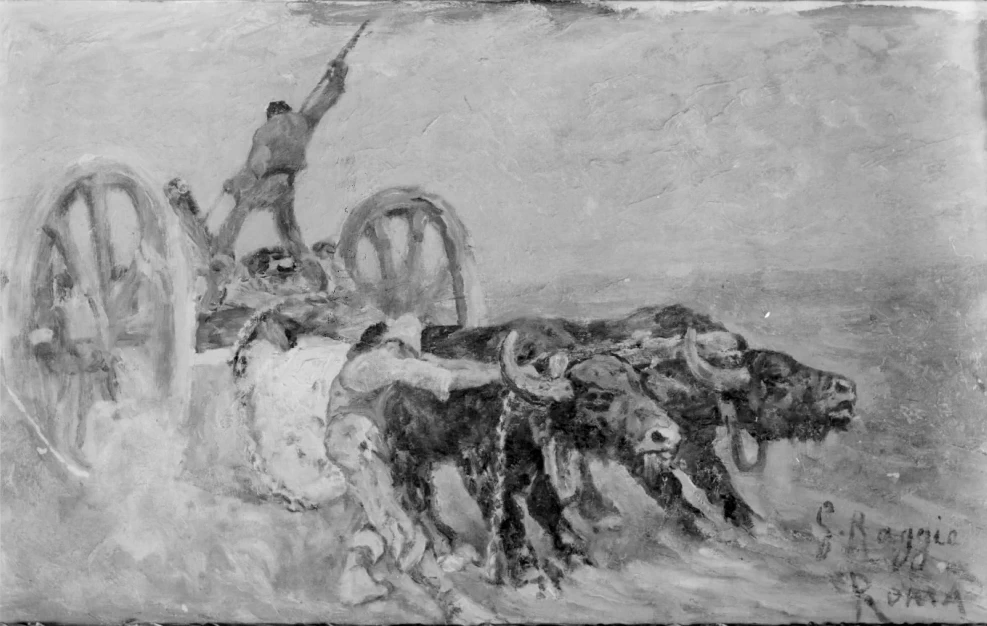 Bufali con carro - Palazzo della Farnesina, Roma